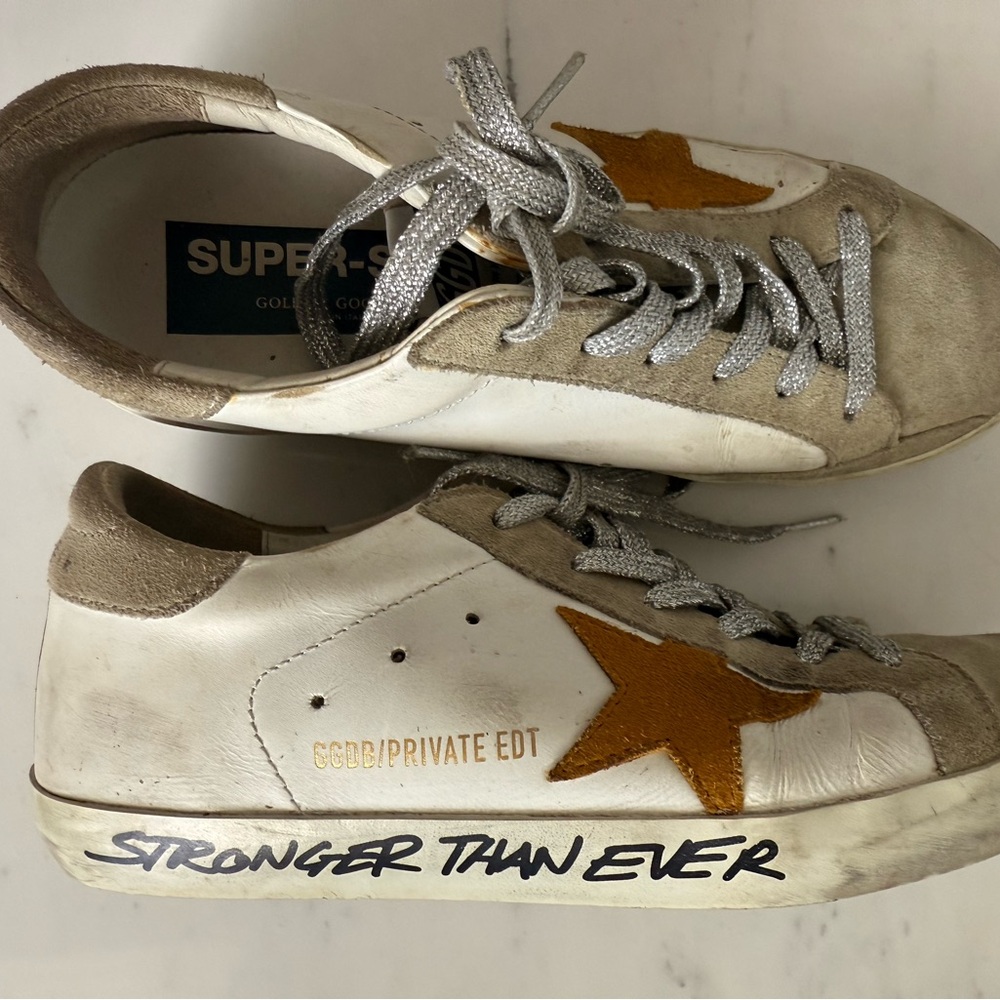 Golden Goose Yellow Star  and White Sneakers
